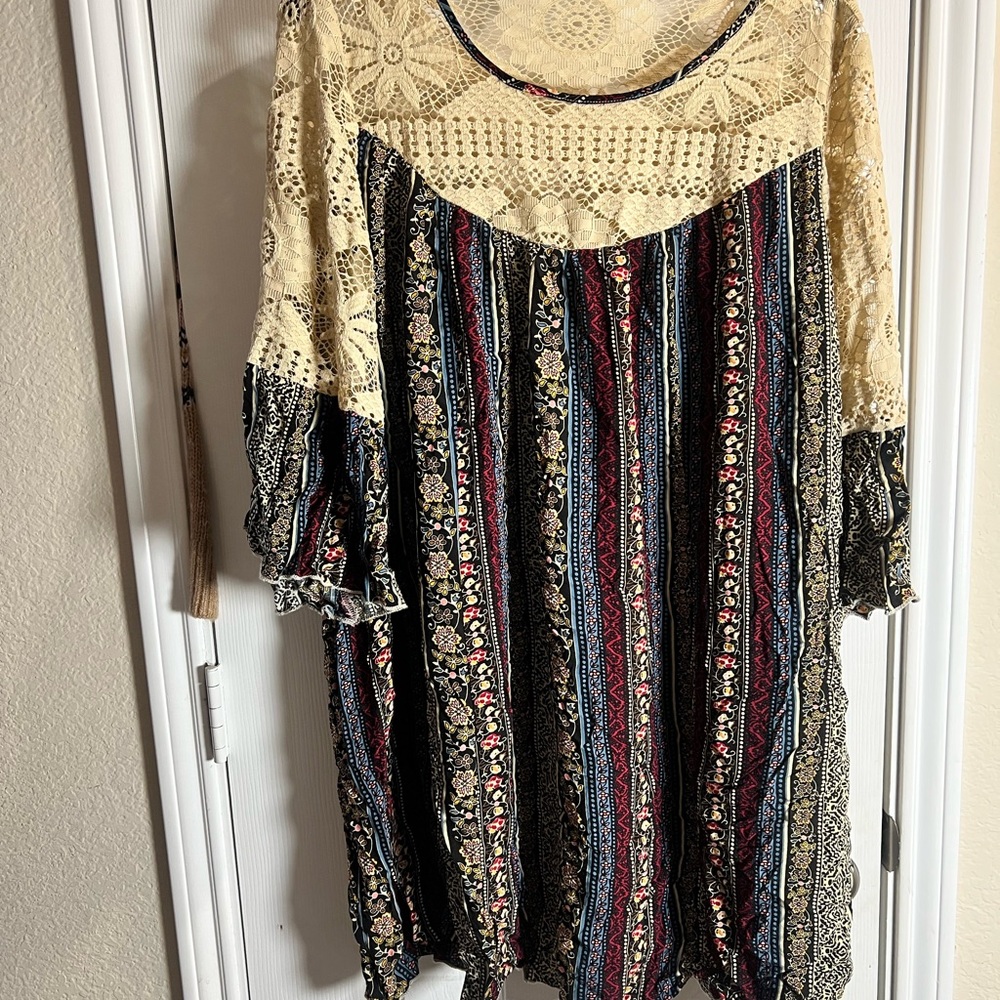 Bohemian Lace and Striped Dress